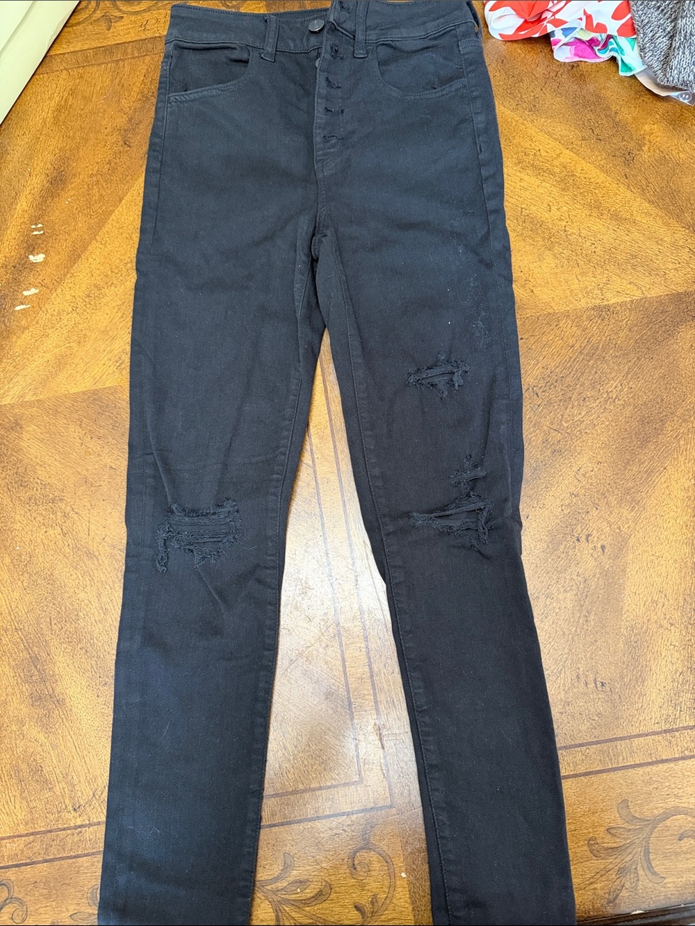 American Eagle Outfitters Black Button-Fly Skinny Jeans